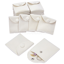 Velvet Jewelry Flap Pouches with Snap Button, Envelope Bag for Earrings, Bracelets, Necklaces Packaging, Rectangle, Cornsilk, 7.4x7.1cm(TP-WH0007-10A)