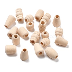 Maple Wood Beads, Cone/Column/Round, Moccasin, 8~15.5x7.5~10x7.5~10mm, Hole: 3~4.5mm(WOOD-G023-08)