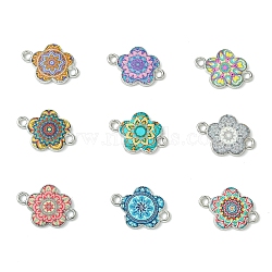 9Pcs 9 Colors Alloy Enamel Connector Charms, Flower Links, Mixed Color, Platinum, 19.1x13.5mm, 1pc/color(FIND-YW0008-60P)