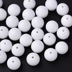 Opaque Acrylic Beads, Round, White, 18x17mm, Hole: 3mm,about 152pcs/500g(MACR-S370-C18mm-01)