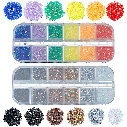 2 Boxes 2 Colors Pointed Back Resin Rhinestone Cabochons, Nail Art Decoration Accessories, Diamond, Mixed Color, 3x1mm(MRMJ-OC0003-04)