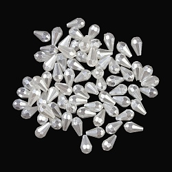 ABS Plastic Imitation Shell Pearl Beads, Teardrop, Faceted, Seashell Color, 12x7x7mm, Hole: 1.5mm, 2083pcs/500g(KY-S171-15)