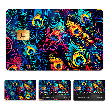 Plastic Waterproof Card Stickers, Self-adhesion Card Skin for Bank Card Decor, Rectangle, Feather, 140x190mm