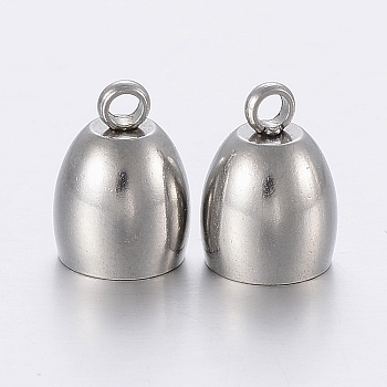 201 Stainless Steel Cord Ends, End Caps, Stainless Steel Color, 9x6mm, Hole: 1.5mm, 4mm inner diameter