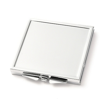 DIY Iron Cosmetic Mirrors, for Epoxy Resin DIY, Square, Stainless Steel Color, 6.75x6.05x0.75cm, Hole: 1.6mm, Tray: 54x54mm