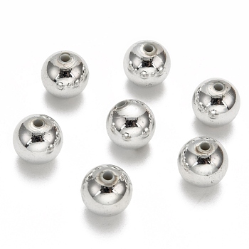 Carnival Celebrations, Mardi Gras Beads, Plating Acrylic Beads, Round, Silver Color, about 12mm in diameter, hole: 2mm, about 560pcs/500g