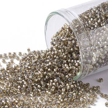 TOHO Round Seed Beads, Japanese Seed Beads, (279) Inside Color AB Light Topaz/Gray Lined, 15/0, 1.5mm, Hole: 0.7mm, about 15000pcs/50g