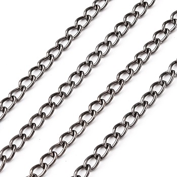 Iron Twisted Chains Curb Chains, Unwelded, with Spool, Gunmetal, Link:3x5mm, 0.8mm thick, about 328.08 Feet(100m)/roll