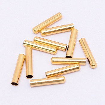 Brass Cord Ends, End Caps, Column, Golden, 20x4mm, Hole: 3.5mm