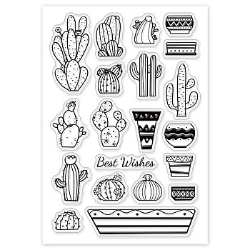 PVC Plastic Stamps, for DIY Scrapbooking, Photo Album Decorative, Cards Making, Stamp Sheets, Cactus Pattern, 16x11x0.3cm