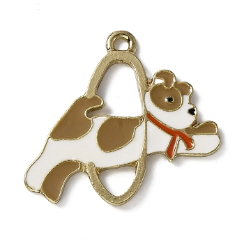 Alloy Enamel Pendants, Light Gold, Dog, Camel, 25x28x1.5mm, Hole: 1.8mm