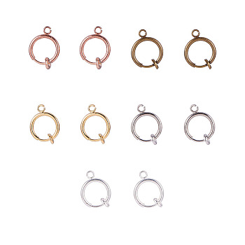 Brass Clip-on Hoop Earring Findings, for Non-pierced Ears, Cadmium Free & Lead Free, Mixed Color, 15.5x11x1.5~4.5mm, Hole: 1.5mm, 30pcs/box