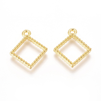 Alloy Open Back Bezel Pendants, For DIY UV Resin, Epoxy Resin, Pressed Flower Jewelry, Rhombus, Golden, 19x16.5x2.5mm, Hole: 1.6mm, Side Length: 12mm