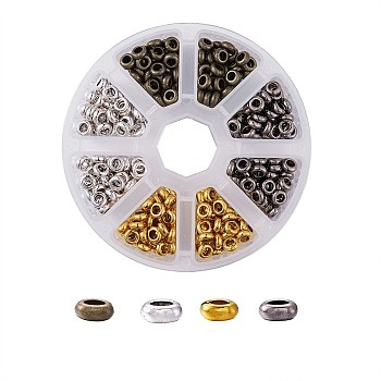 Alloy Spacer Beads, Rondelle, Mixed Color, 7x3mm, Hole: 4mm, 400pcs/box