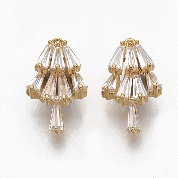 Brass Clear Cubic Zirconia Charms, Nickel Free, Umbrella, Real 18K Gold Plated, 14x8.5x4.5mm, Hole: 0.7mm