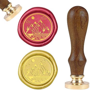 DIY Wood Wax Seal Stamp, Mountain Pattern, 83x22mm, Head: 7.5mm, Stamps: 25x14.5mm