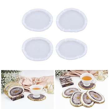 DIY Cup Mat Silicone Molds, Resin Casting Molds, For UV Resin, Epoxy Resin Craft Making, Oval Pattern, 146.5~148.5x102.5~116x9.5mm, 4pcs/set