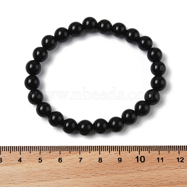 Natural Obsidian Beaded Stretch Bracelets(BJEW-Q692-12-8mm)-2