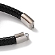 bracelets pour hommes en cordon de cuir pu noir tressé(BJEW-K243-16AS)-4