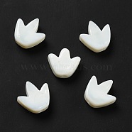 Glass Beads, Tulip Flower, White, 16x16x5.5~6mm, Hole: 2mm(GLAA-G082-01A)