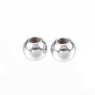 304 Stainless Steel Spacer Beads, Round, Stainless Steel Color, 3x2mm, Hole: 1~1.2mm(X-STAS-D448-071P)