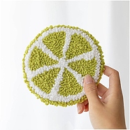 DIY Cotton Cup Mat Punch Needle Kits, with Woolen Yarn and Nonwoven Fabric & Plastic Shovel & Wire & Awl Tool, Lemon Pattern, 245x235x1mm(DIY-K032-38A)