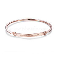 SHEGRACE Fashion Engraved Brass Inspirational Bangle, with Words Believe in Yourself, Rose Gold, 7-1/4 inch(18.5cm), 4mm(JB247A)