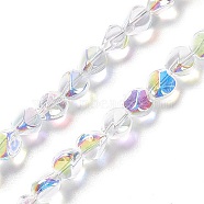 Electroplate Glass Beads Strands, AB Color Plated, Nuggets, Clear AB, 7x6.5x6mm, Hole: 0.9mm, about 90pcs/strand, 24.41 inch(62cm)(EGLA-L038-AB01)