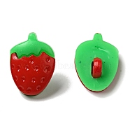 Acrylic Strawberry Shank Buttons, 1-Hole, Dyed, Dark Red, 15x11x3.5mm, Hole: 3mm(BUTT-E025-03)