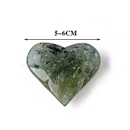 Natural Prehnite Heart Figurines for Home Office Desktop Decoration, 50~60mm(PW-WG26399-01)