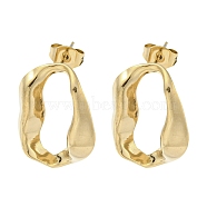 304 Stainless Steel Stud Earrings, Twist Oval, Golden, 20.5x14.5mm(EJEW-R157-11G)