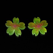 Luminous Resin Cabochons, 5-Petal Flower/Sakura, Champagne Yellow, 26x5mm(RESI-G030-01C)