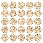 50pcs Brass Charms, Textured, Flat Round, Cadmium Free & Nickel Free & Lead Free, Real 18K Gold Plated, 14x0.3mm, Hole: 1mm(KK-FH0004-62)