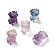 Natural Fluorite Beads, Dog, 15.5x10~10.5x11mm, Hole: 1.2mm(G-P483-01)