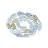 Natural Aquamarine Beads Strands, Oval, 14~16x8~9x3~5mm, Hole: 0.7mm, about 25pcs/strand, 16.7 inch(42.5cm)(G-F645-06)