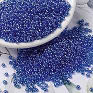 MIYUKI Round Rocailles Beads, Japanese Seed Beads, 8/0, (RR175) Transparent Sapphire Luster, 3mm, Hole: 1mm, about 2111~2277pcs/50g(SEED-X0055-RR0175)