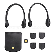 Imitation Leather Sew on Bag Cover and Bag Handles, with Iron Snap Button, for DIY Dumpling Bag Accessories, Black, 2.3~30.8x0.7~9x0.2~1.2cm, 8pcs/set(DIY-WH0034-90G)