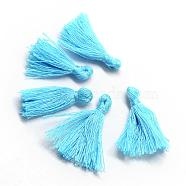 Handmade Polycotton(Polyester Cotton) Tassel Decorations, Pendant Decorations, Deep Sky Blue, 29~35mm(OCOR-Q024-17)