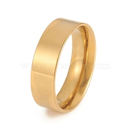 201 Stainless Steel Flat Plain Band Rings, Wide Band Rings, Golden, US Size 7(17.3mm), 6mm(RJEW-G106-6mm-7-G)