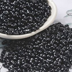Baking Paint Glass Seed Beads, Peanut, Black, 5.5~6x3~3.5x3mm, Hole: 1~1.2mm, about 3877pcs/pound(SEED-K009-01A-23)