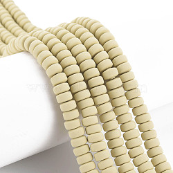 Handmade Polymer Clay Beads Strands, for DIY Jewelry Crafts Supplies, Flat Round, Pale Goldenrod, 6~7x3mm, Hole: 1.5mm, about 113~116pcs/strand, 15.55 inch~16.14 inch(39.5~41cm)(CLAY-N008-111)