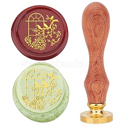 Brass Wax Seal Stamps with Rosewood Handle, for DIY Scrapbooking, Others, 25mm(AJEW-WH0412-0133)