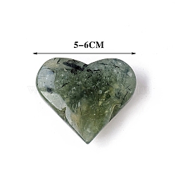 Natural Prehnite Heart Figurines for Home Office Desktop Decoration, 50~60mm(PW-WG26399-01)