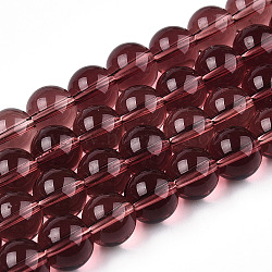 Transparent Glass Beads Strands, Round, Coconut Brown, 9.5~10mm, Hole: 1.5mm, about 40~42pcs/strand, 14.76~15.12 inch(37.5~38.4cm)(GLAA-T032-T10mm-19)