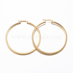 304 Stainless Steel Big Hoop Earrings, Hypoallergenic Earrings, Flat Ring Shape, Golden, 47x44x1~2mm, Pin: 1x0.8mm(EJEW-H331-17G)