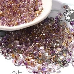 Transparent Baking Paint Glass Seed Beads, Two Tone, Fringe Teardrop Beads, Lilac, 5.5x4.5x3.5mm, Hole: 1.2mm, about 2812pcs/pound(SEED-P006-02B-15)