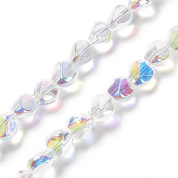 Electroplate Glass Beads Strands, AB Color Plated, Nuggets, Clear AB, 7x6.5x6mm, Hole: 0.9mm, about 90pcs/strand, 24.41 inch(62cm)