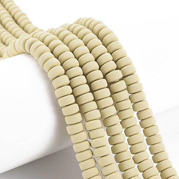 Handmade Polymer Clay Beads Strands, for DIY Jewelry Crafts Supplies, Flat Round, Pale Goldenrod, 6~7x3mm, Hole: 1.5mm, about 113~116pcs/strand, 15.55 inch~16.14 inch(39.5~41cm)