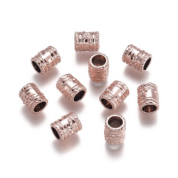 Alloy European Beads, Large Hole Beads, Column, Rose Gold, 7x9mm, Hole: 4.9mm