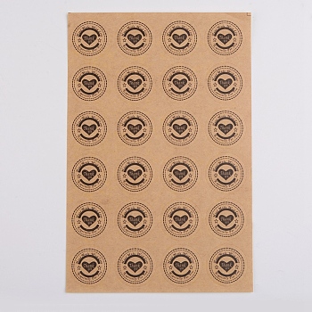 Thank You Sticker, Self-Adhesive Kraft Paper Gift Tag Stickers, for Presents, Packaging Bags, BurlyWood, Sticker: 30mm, 1 Sticker/pc